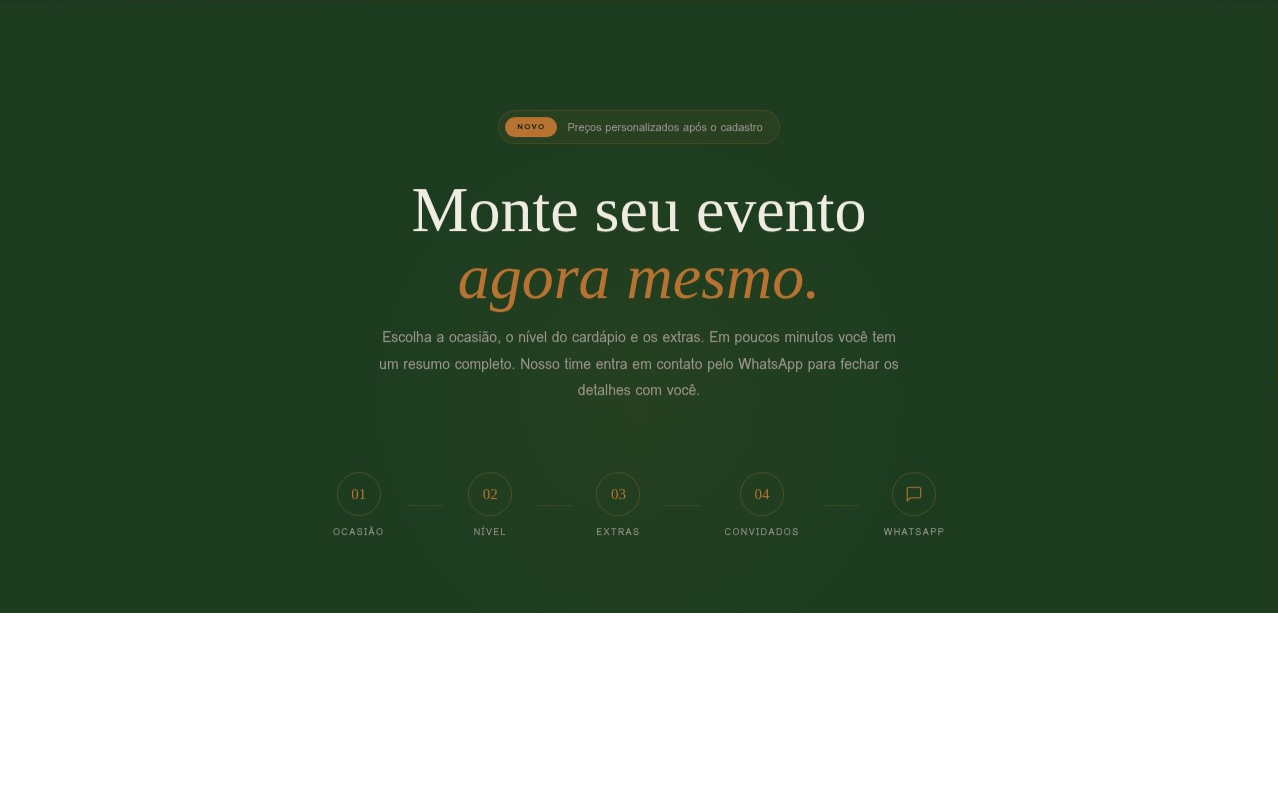 Plataforma entregue — configurador de evento